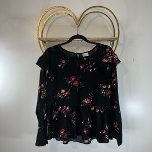 Abound Peplum Floral Top size L